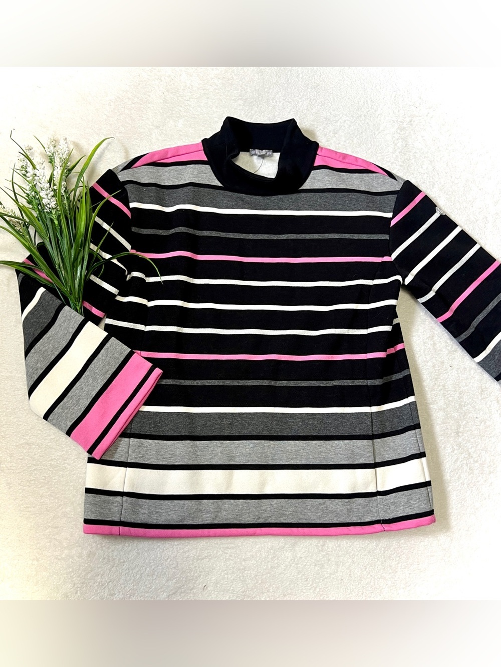 Talbots NWT Frosted Stripe Mock Neck Sweater - SP